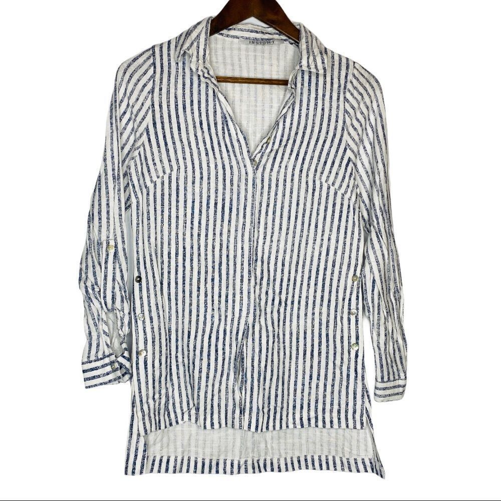 INSIGHT linen Blend Tunic blouse womens size XS